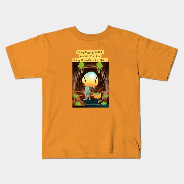 Grumpy Green Troll's Gold Quest Kids T-Shirt by AlmostMaybeNever